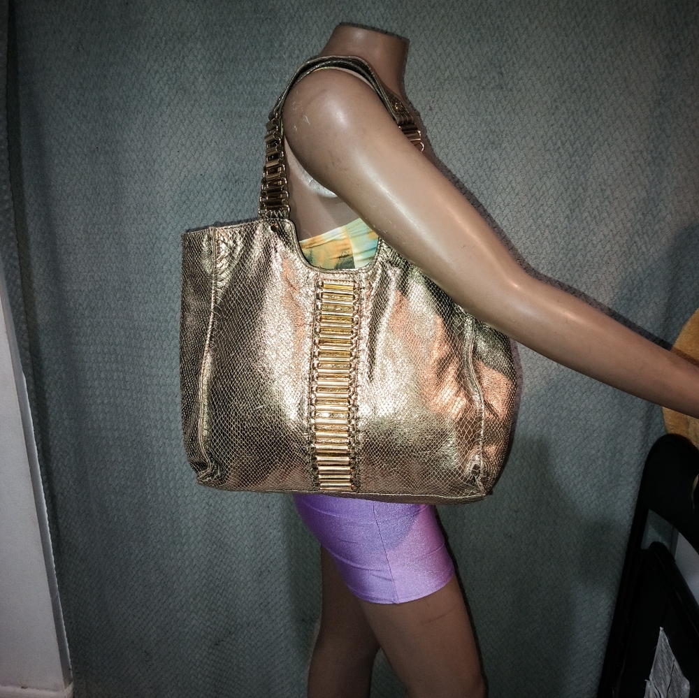 Ted Baker Snake Print Leather Limited Edition Golden Tote Bag.